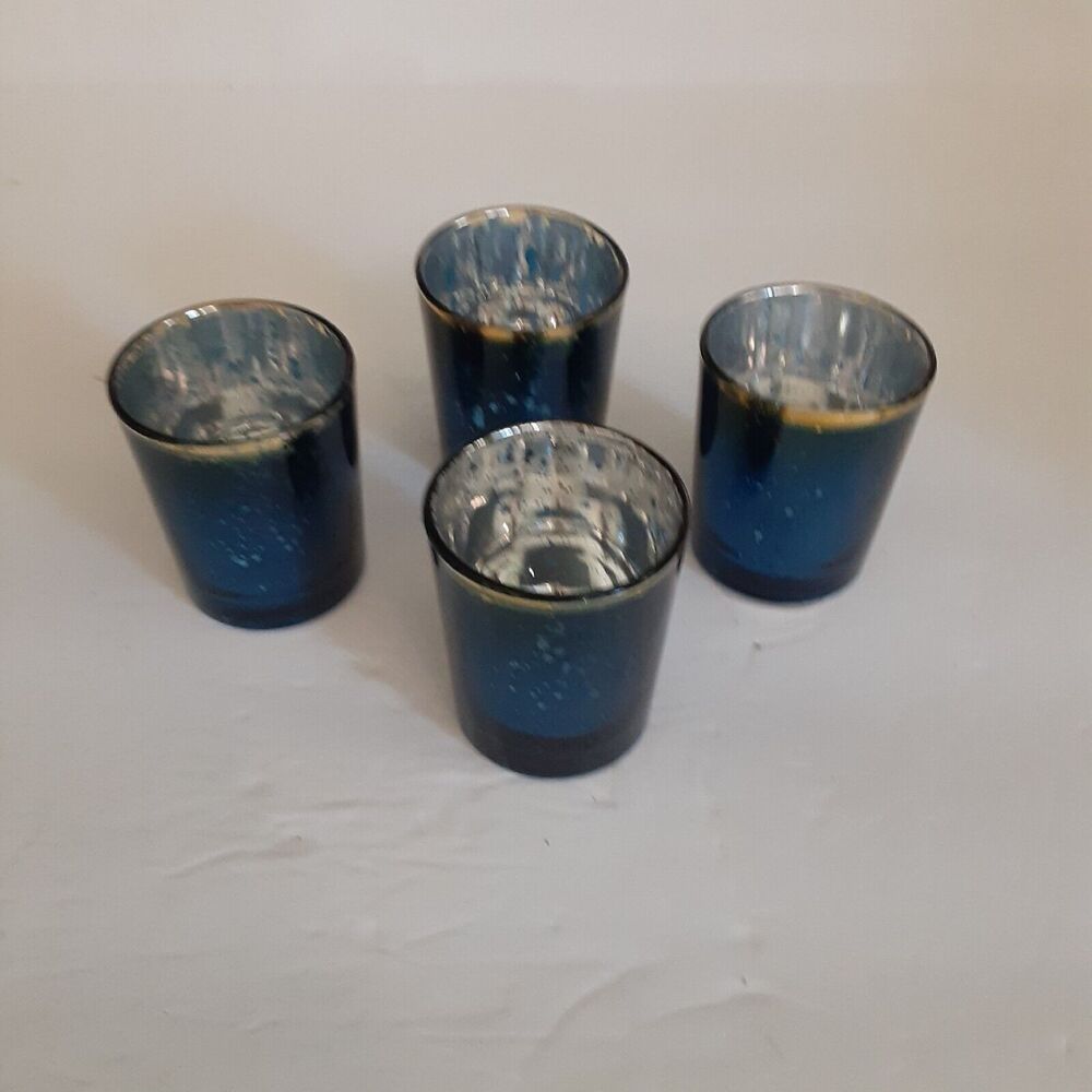 Kate Aspen Blue Mercury Votive Cup set 4 New Enchanting Ambiance